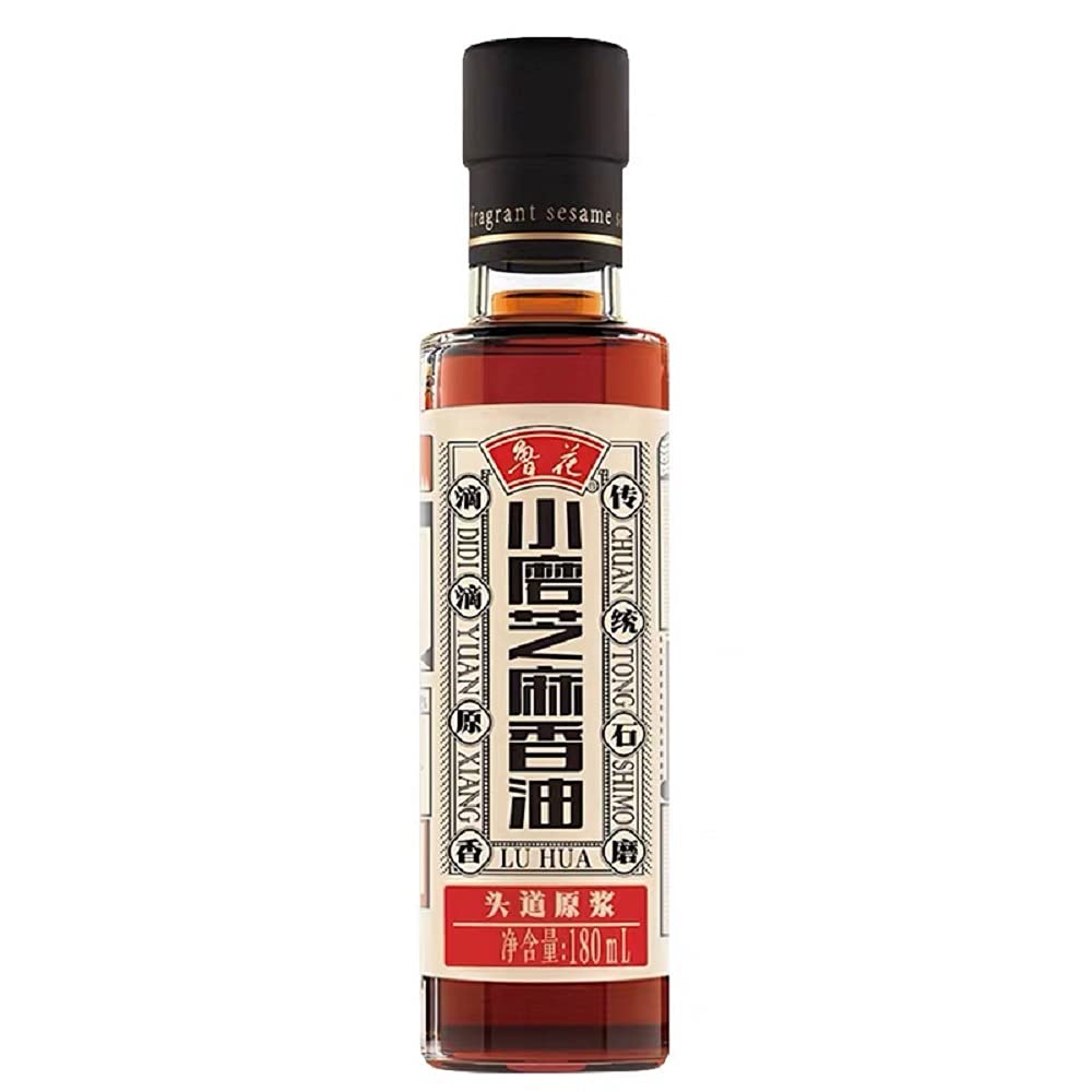Premium Luhua Sesame Oil - 100% Pure Natural Sesame Seed Oil - 6.1 Fl Oz (180ml) - For Stir-Fry, Salad Dressing & Asian Cooking