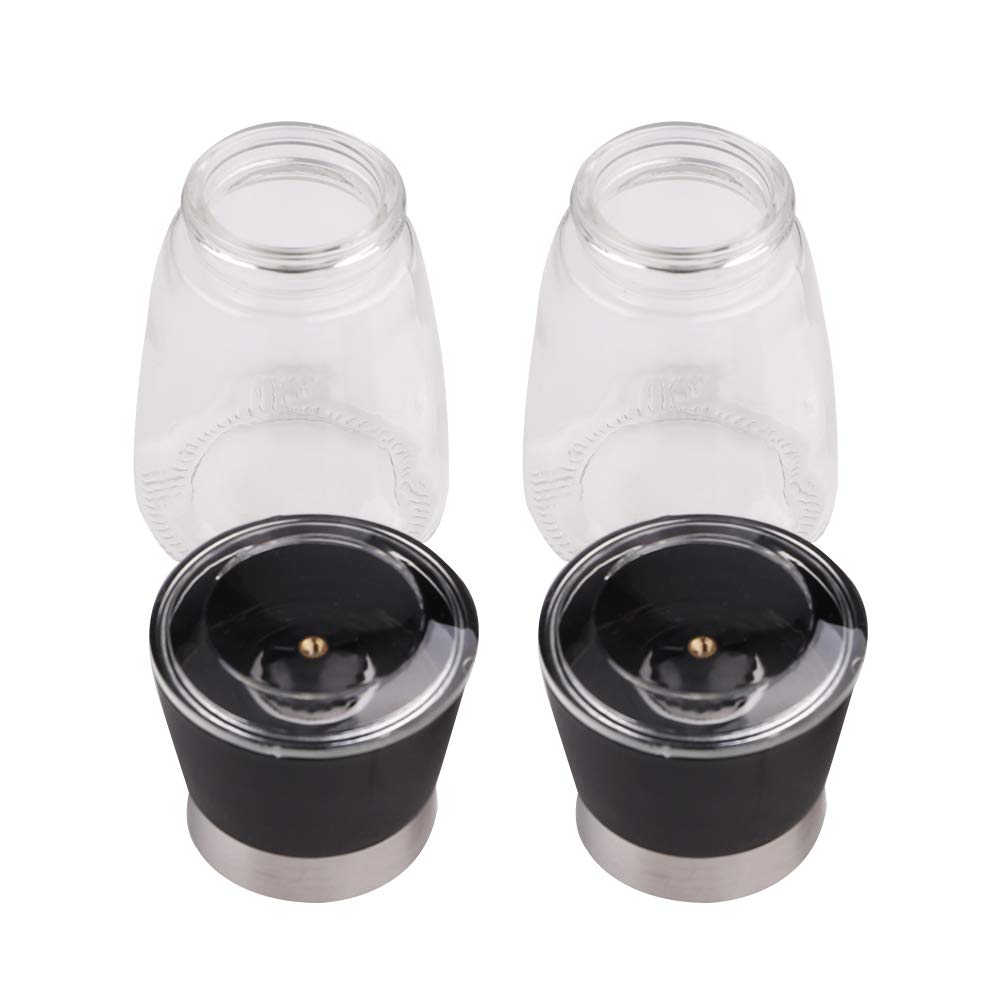 Premium Glass Salt and Pepper Grinder Set - Adjustable Coarseness Ceramic Mill with Easy Refill - 2 Piece Kitchen Essential for Cooking, Dining & Gifting