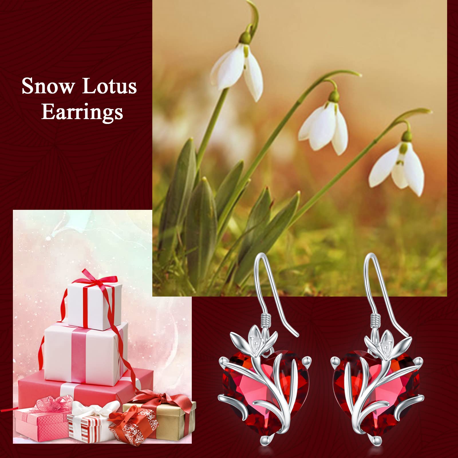 TOUPOP Sterling Silver Birth Month Flower Drop Earrings for Women - Crystal Dangle Earrings, Elegant Birthday Jewelry Gift for Her | Perfect for Valentine's Day, Anniversary & Special Occasions