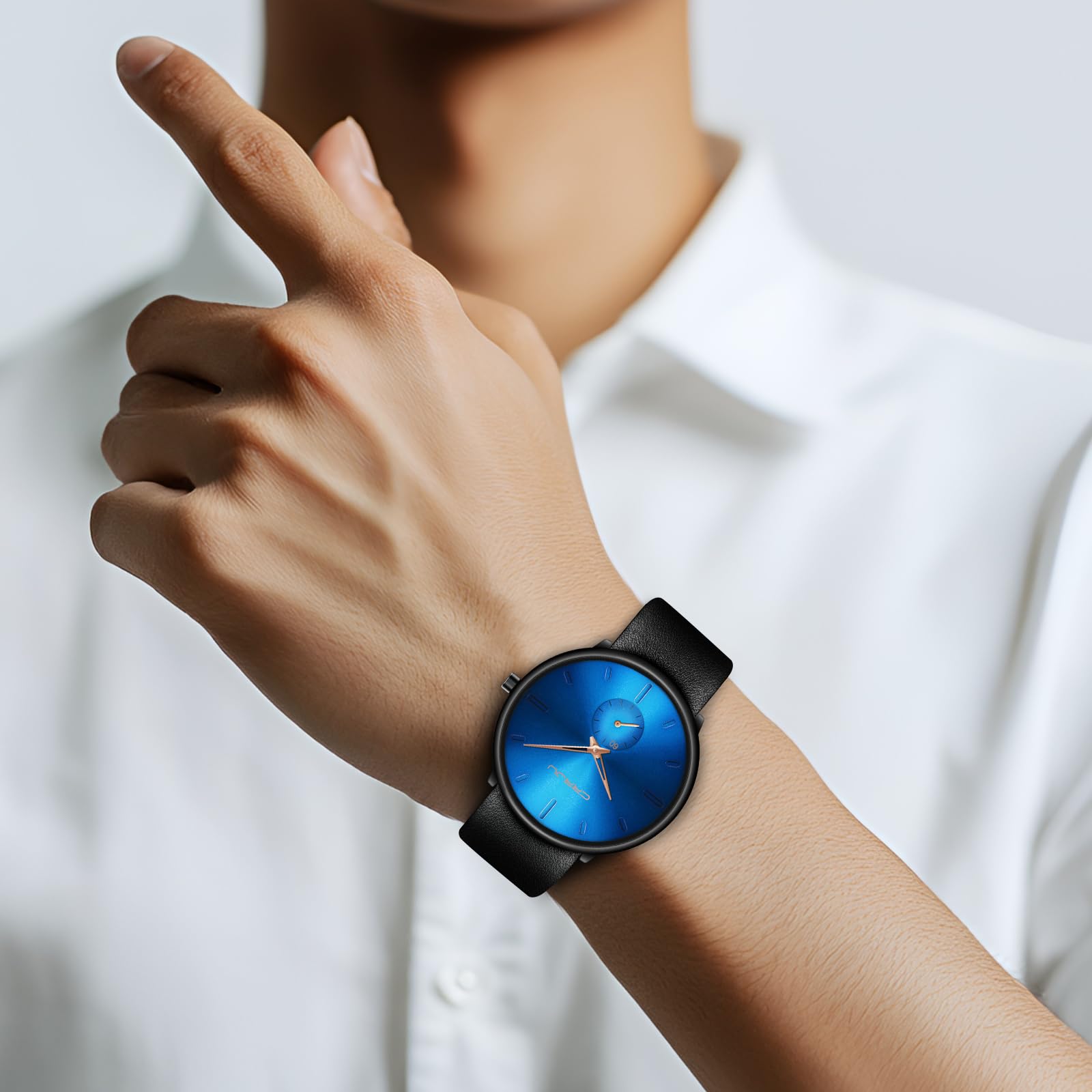 Ultra-Thin Minimalist Waterproof Men's Watch - Slim Dress Watch with Genuine Leather Band for Business & Casual Wear | Unisex Wristwatch for Office, Dating & Everyday Use