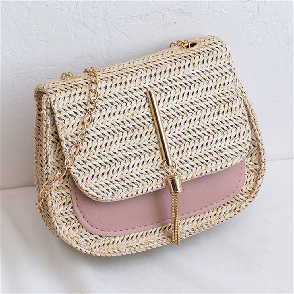 SHYPYG Women's Woven Straw Shoulder Bag - Tassel Crossbody Purse for Beach, Summer & Boho Style - Handmade Wicker Saddle Messenger Bag (One Size, Photo Color) - Perfect for Vacation, Travel & Casual Outings