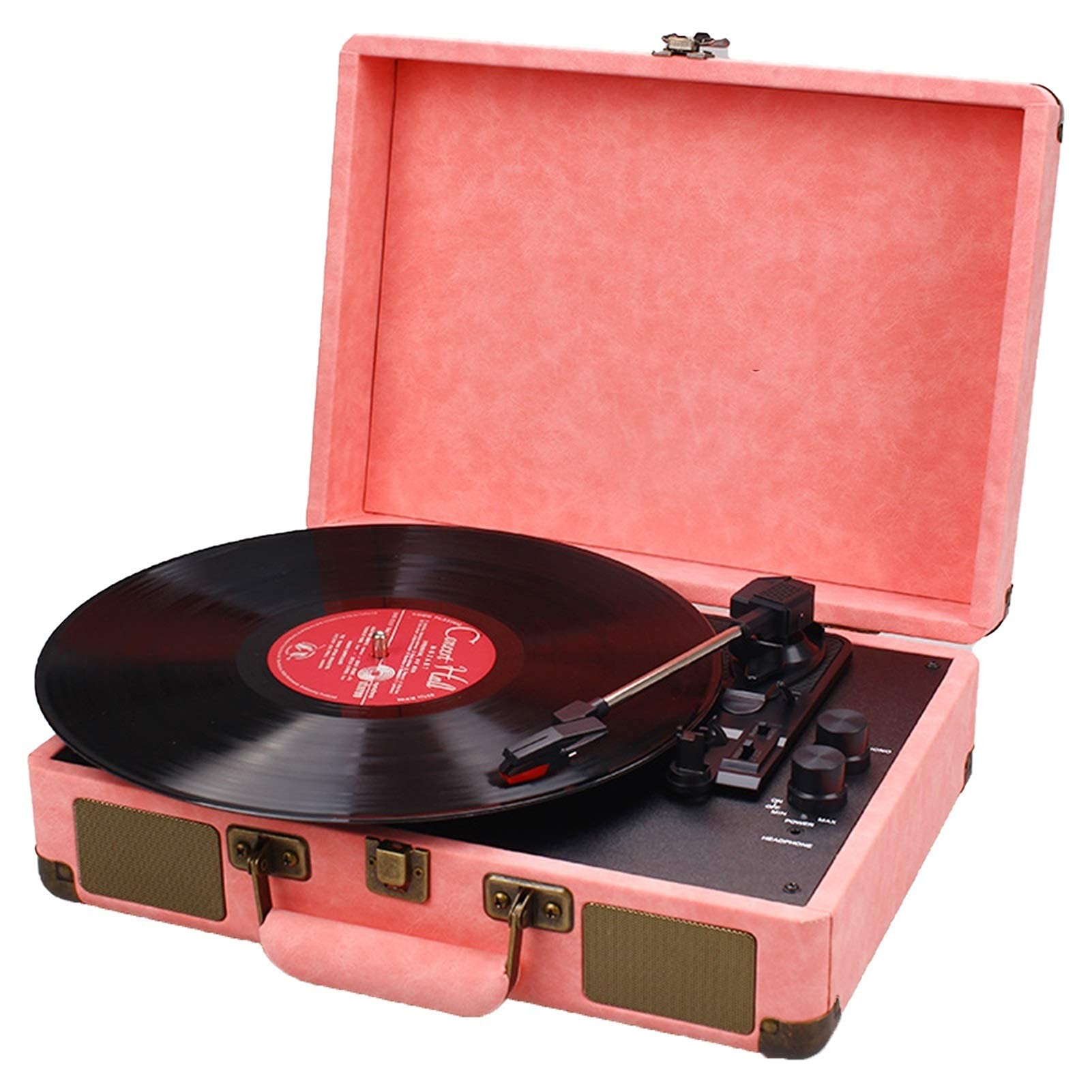 Bluetooth Record Player with Built-in Speakers - Vintage Vinyl Turntable with Headphone Jack, 33/45/78 RPM Speed, RCA & AUX Inputs - Perfect for Home Entertainment, Retro Decor, and Vinyl Enthusiast Gifts