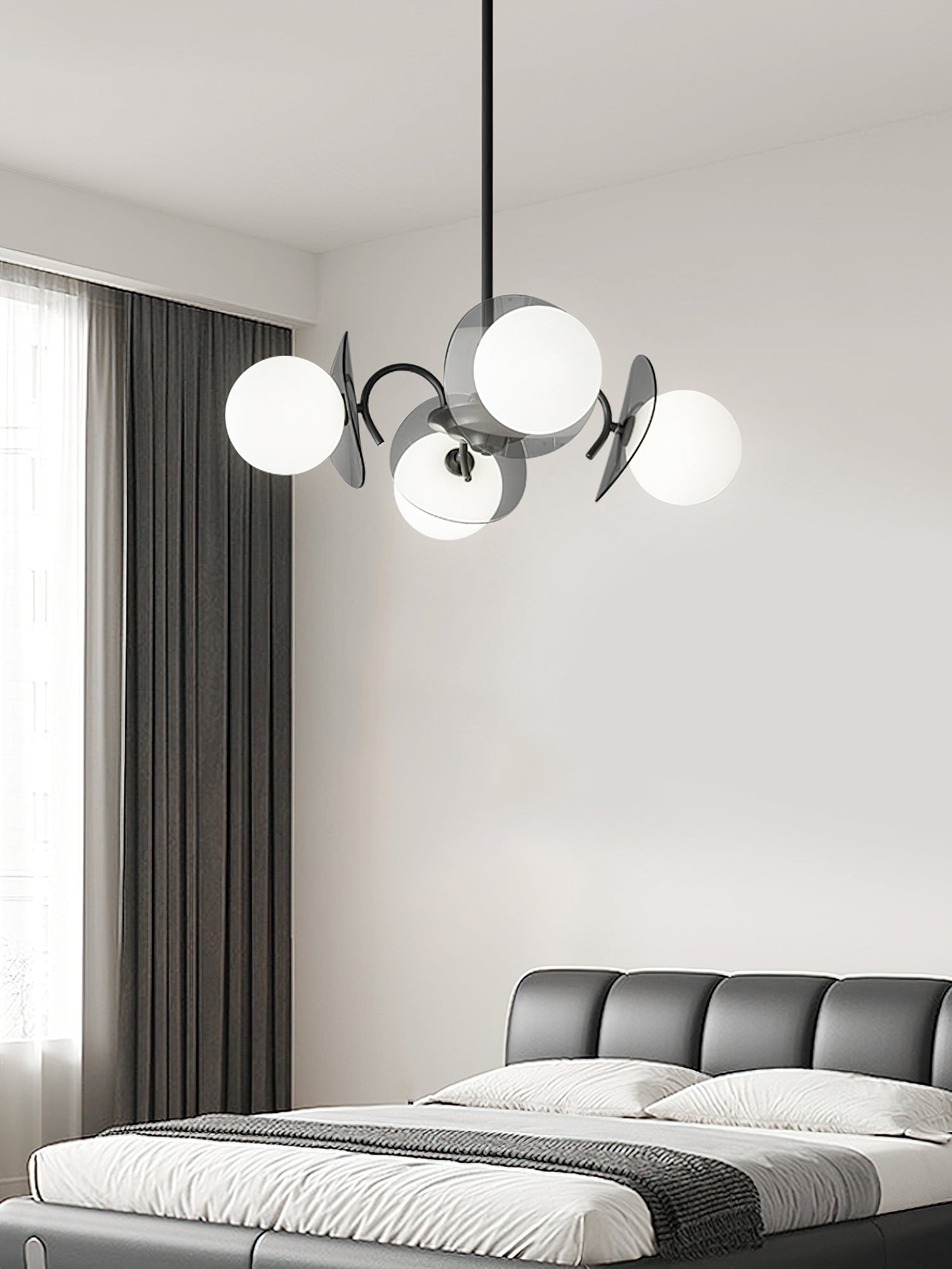 Crystal Sphere Glass Chandelier - Modern Molecular Lighting Fixture for Dining Room, Living Room & Bedroom Decor