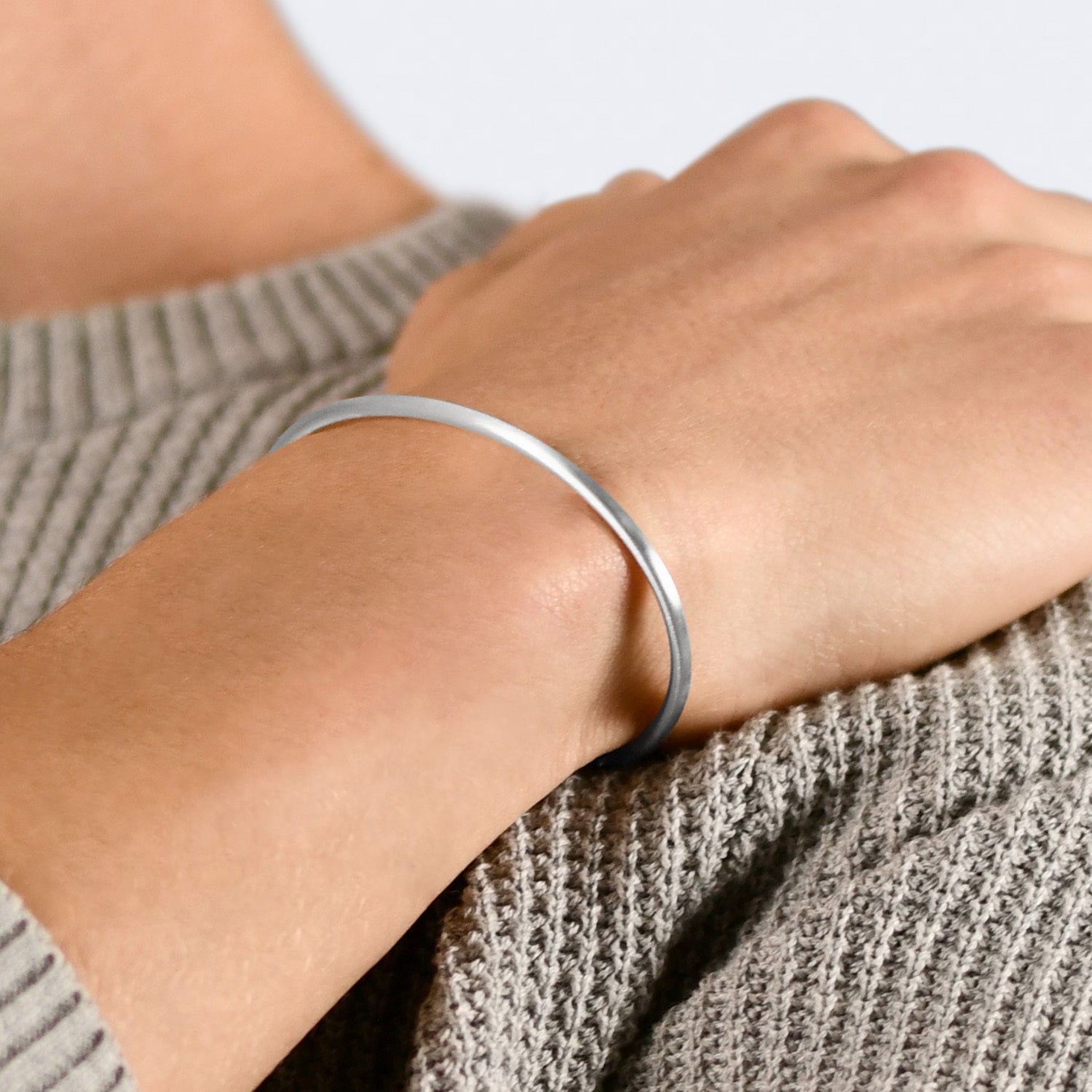 7g Brushed Sterling Silver Bangle Bracelet for Women - Elegant Minimalist Jewelry for Everyday Wear, Gifts & Special Occasions