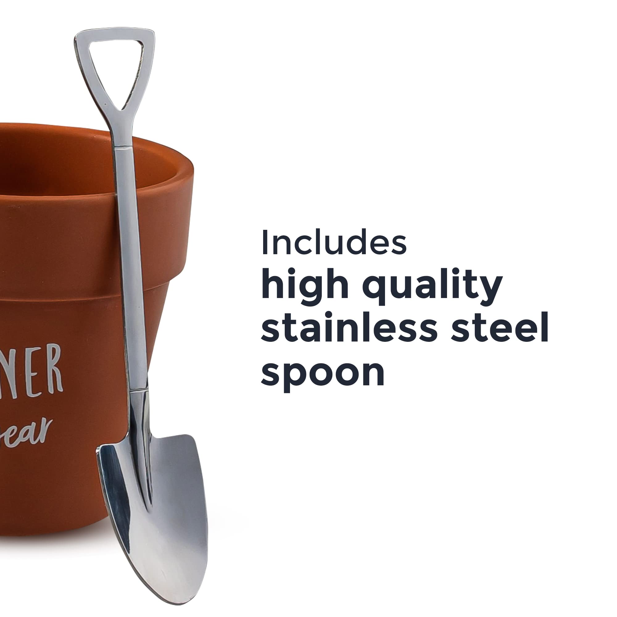 Upper Midland Products Gardening Mug with Shovel Spoon - Ceramic Coffee Cup for Plant Lovers, Perfect Gift for Gardeners (Men, Women, Son, Daughter) - Ideal for Holidays, Birthdays & Nature Enthusiasts - Great for Morning Coffee, Gardening Breaks & Outdoor Relaxation