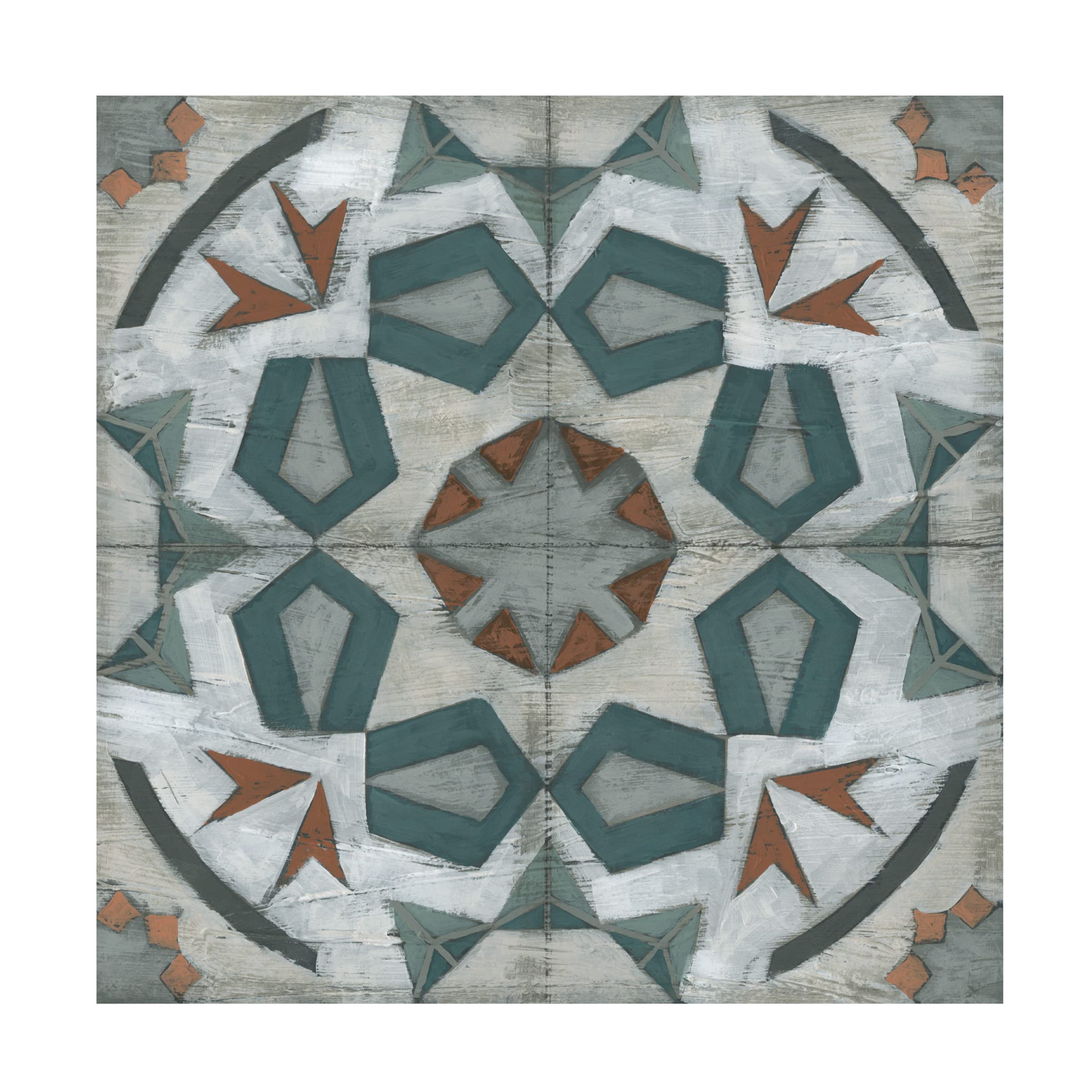 Trademark Fine Art 'Verdigris Tile IV' Canvas Wall Art by June Erica Vess - 35x35 Inches - Modern Home Decor for Living Room, Bedroom & Office