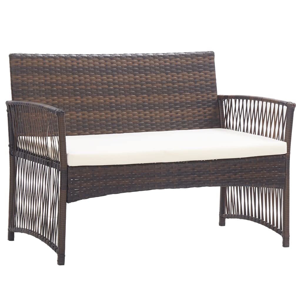 CHARMMA 4-Piece Patio Lounge Set with Cushions - Brown Poly Rattan Outdoor Furniture for Garden, Poolside & Backyard Relaxation