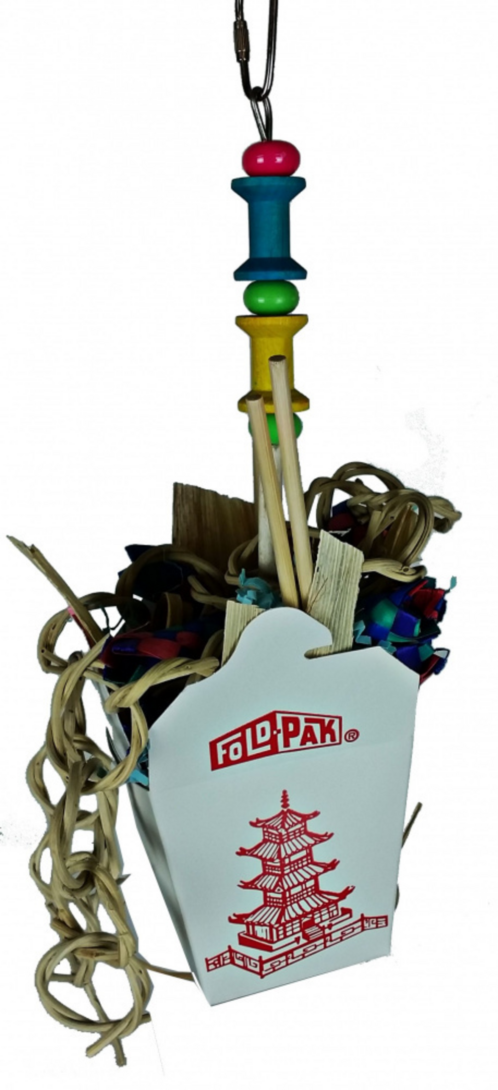 Happy Beaks Chinese Take Out Bird Cage Toy - Fun & Colorful Bird Accessory for Parrots, Cockatiels & Small Birds - Perfect for Playtime & Cage Enrichment