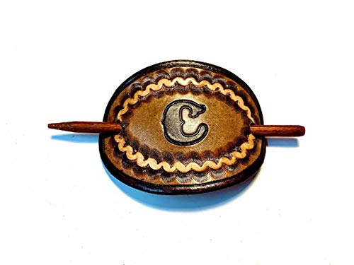 Personalized Leather Hair Barrette - Initials/Name Hair Clip for Ponytails & Updos