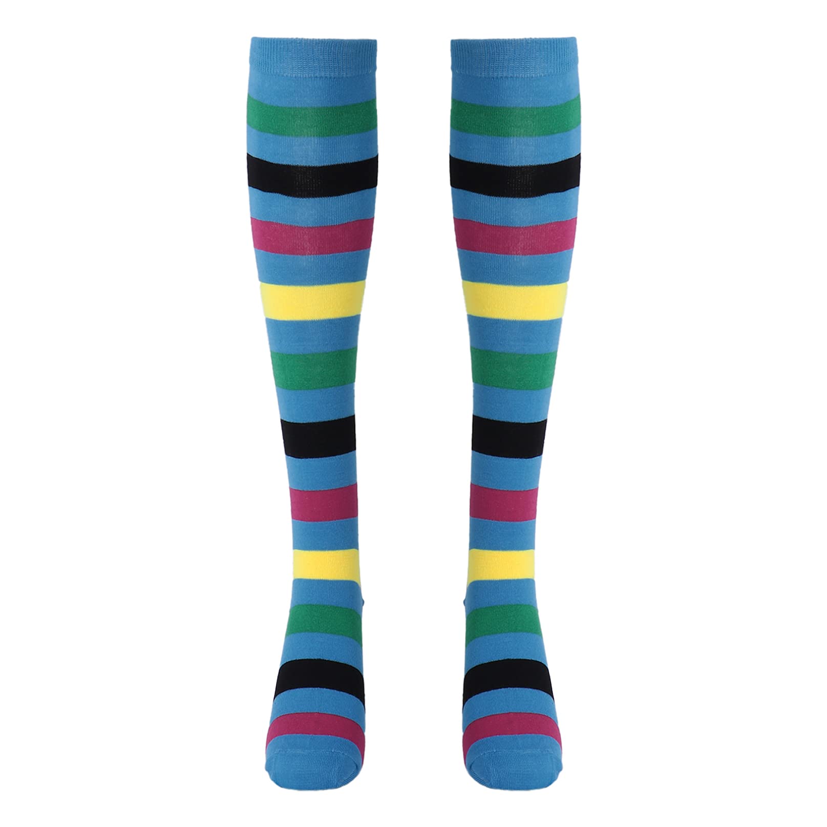 iiniim Women's Striped Thigh High Socks - Fashionable Long Striped Stockings for Girls & Women - Perfect for Cosplay, Costume Parties, and Winter Outfits