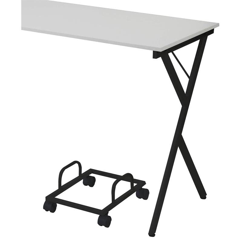 Acme Demas Wooden Computer Desk with Built-in Monitor Stand - White & Black Finish for Home Office, Gaming, and Study Spaces