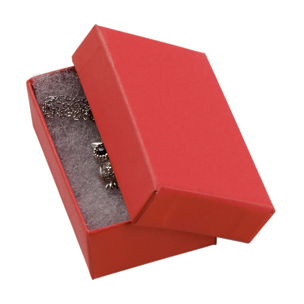 SSWBasics 3 1/16 x 2 1/8 x 1 Inch Small Cotton-Filled Red Jewelry Gift Boxes - Pack of 100 for Rings, Earrings, Necklaces & Wedding Favors