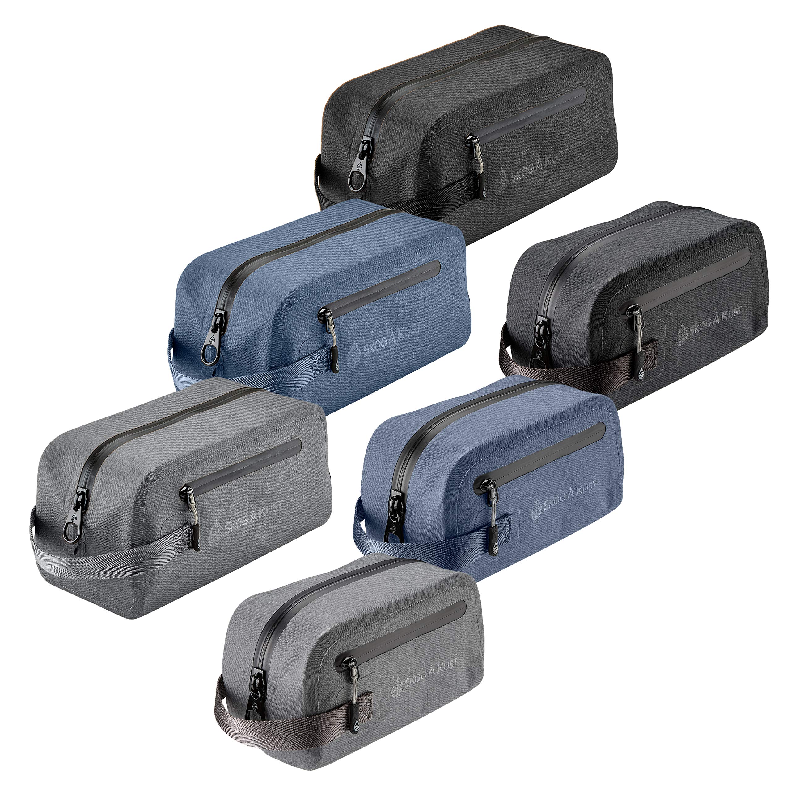 Skog Å Kust DoppSåk Waterproof & Leak-Proof Travel Toiletry Bag | Small Black Cosmetic Organizer | Perfect for Airplane Carry-On, Camping & Gym Essentials