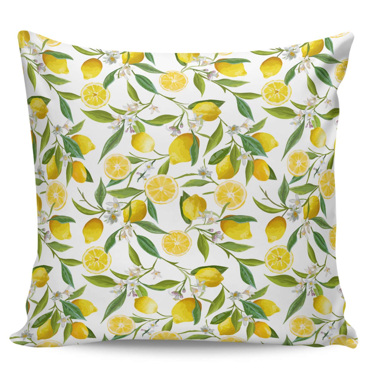 20x20 Inch Lemon Throw Pillow Covers - Decorative Cushion Covers for Sofa, Couch & Chair - Soft Green Leaves Fruit Pattern Home Decor - Perfect for Living Room, Bedroom & Dorm Room Decor