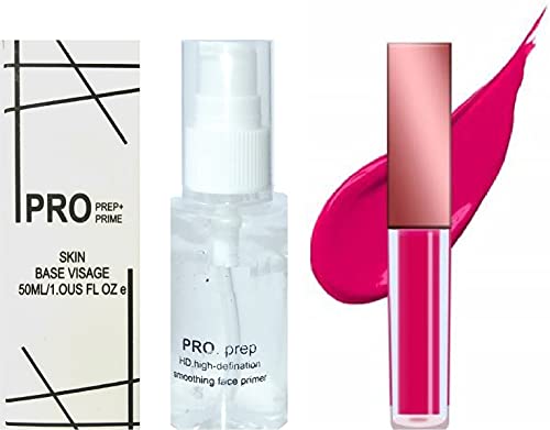 Sheny Makeup Combo Set - 1 Pro Pre Primer & 1 Dark Pink Lipstick for Women | Perfect for Everyday Wear, Date Night & Special Occasions