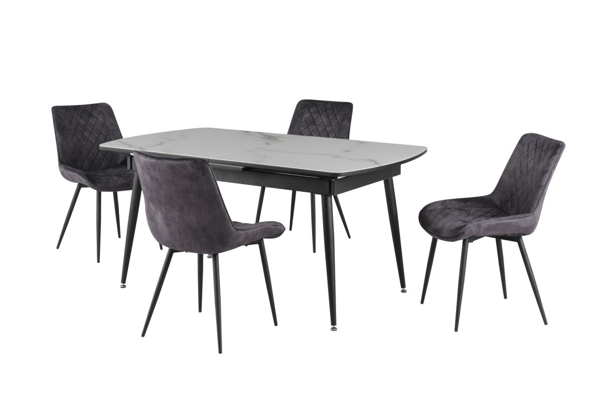 5-Piece Modern Dining Set - White & Grey Table and Chairs for Small Spaces | Kitchen & Breakfast Nook Furniture | Perfect for Apartments, Condos & Cozy Homes