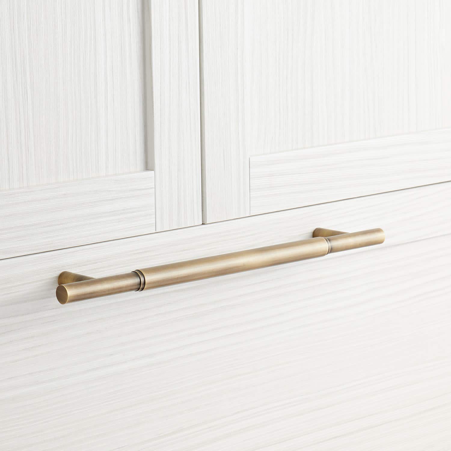 Signature Hardware 450260 Colmar 18 Inch Center to Center Bar Cabinet Pull - Antique Brass Finish - Vintage Style Handle for Kitchen Cabinets, Dressers & Bathroom Vanities - Easy Installation Hardware