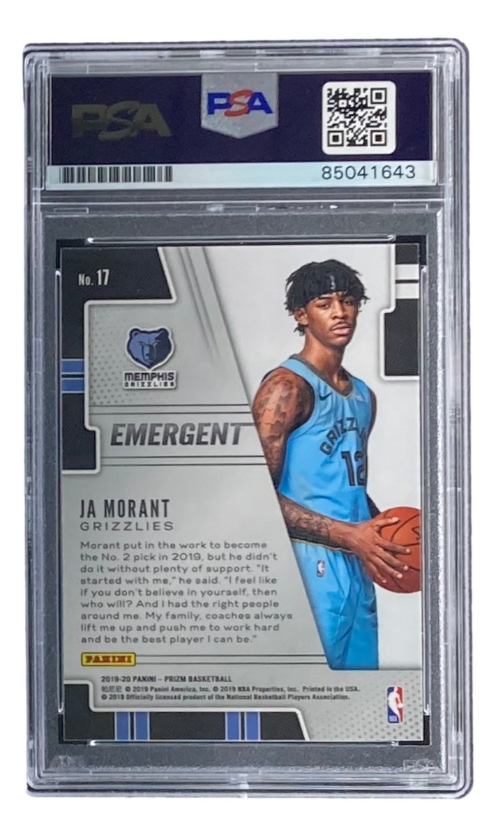 Ja Morant Autographed 2019-20 Panini Prizm #17 Memphis Grizzlies Rookie Card PSA/DNA Gem Mint 10 - Perfect for NBA Memorabilia Collectors & Basketball Fans