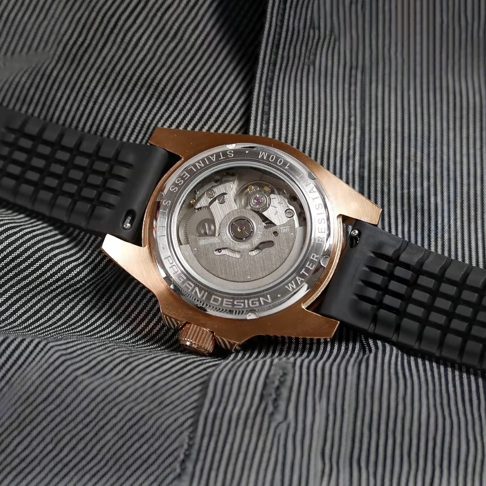 Pagani Design Automatic Men's Watch NH35 Mechanical 100M Waterproof for Yachting & Diving