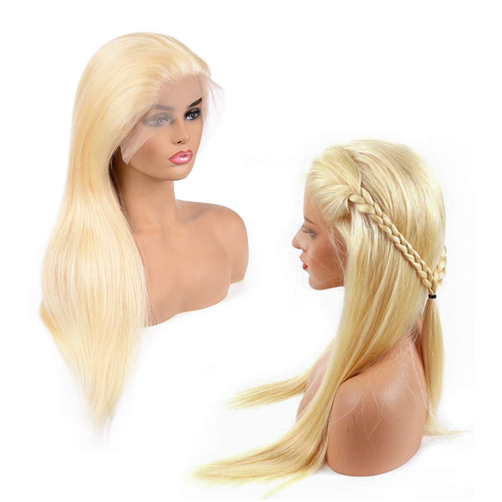 Ubetta 13x6 Straight Lace Front Wig - 16Inch Brazilian 613 Blonde Human Hair with Pre-Plucked Hairline & Bleached Knots | Natural Baby Hair & Middle Part | Perfect for Black Women | Great for Daily Wear, Cosplay & Special Occasions