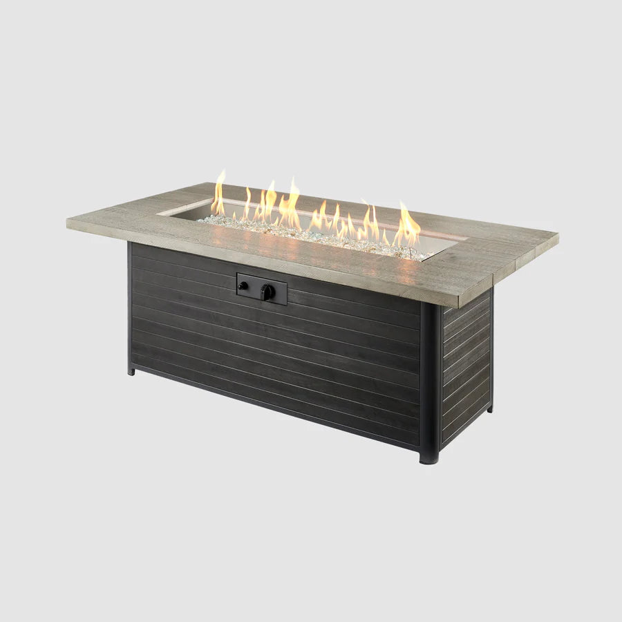 Outdoor Fire Table - Cedar Ridge Fire Pit Table with Lava Rocks & Cover - Perfect for Patio, Backyard, Deck & Garden Gatherings