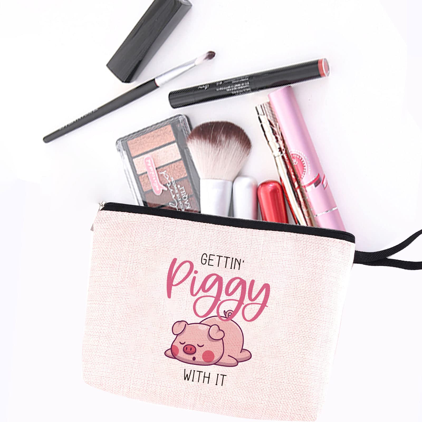 Funny Pig Cosmetic Bags with Zipper - Cute Piggy Pouch for Women | Perfect Gift for Pig Lovers, Birthday Present & Party Decor | Travel Makeup Organizer & Everyday Essentials Storage