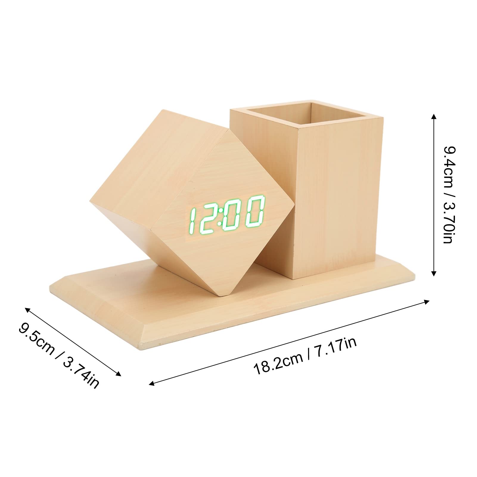 Wooden Digital Alarm Clock with Pencil Holder - Modern Office Desk Organizer for Pen Storage, Bedroom, Living Room & Kids Room - Stylish Wooden Clock for Home & Office Use