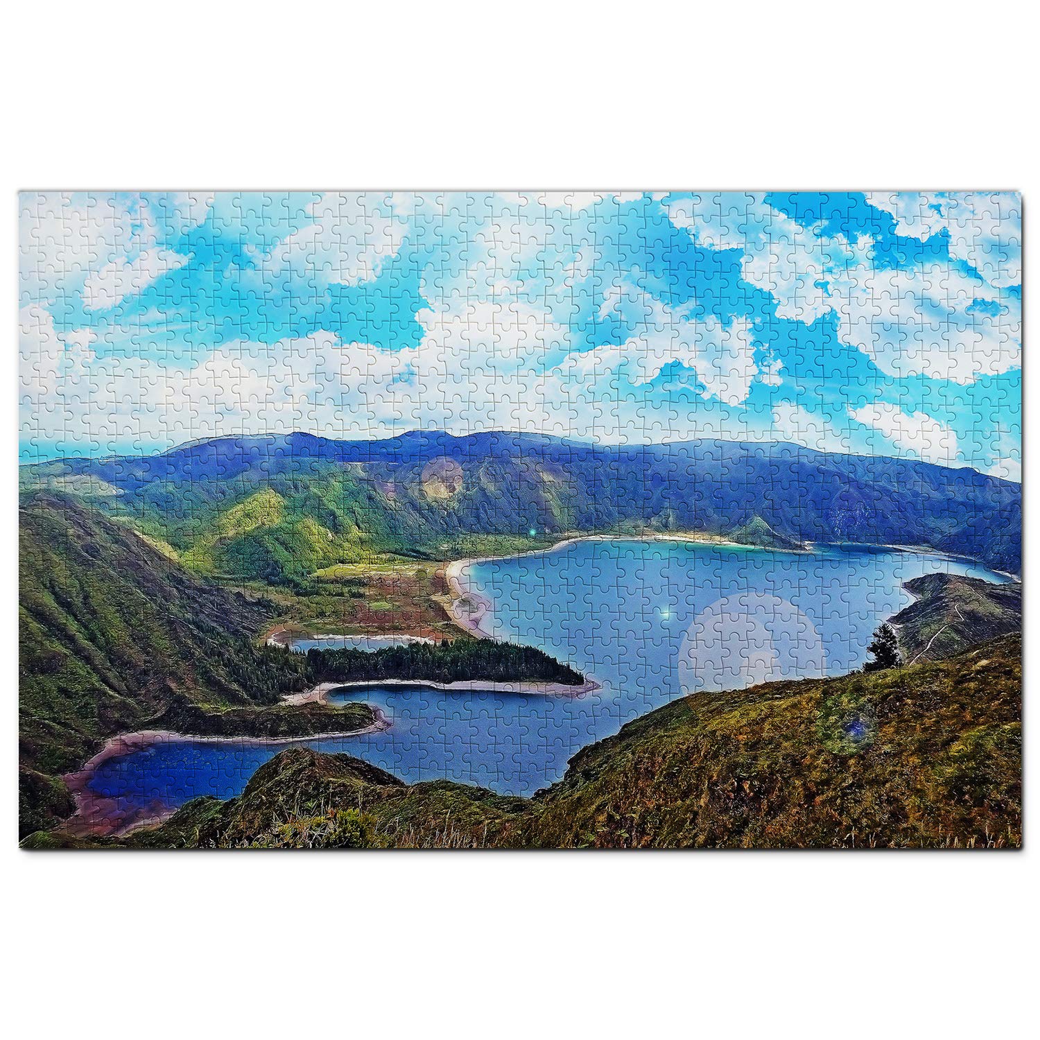 1000 Piece Portugal Azores Jigsaw Puzzle - Wooden Travel Souvenir & Artwork for Adults, Home Decor, Family Game Night