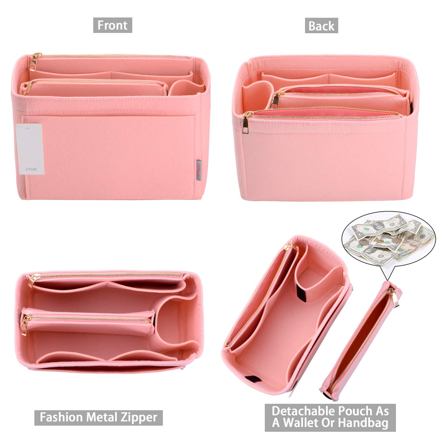 ZTUJO Felt Purse Organizer Insert for Louis Vuitton Speedy, Neverfull, Graceful & Tote Bags - Handbag Shaper & Storage Solution for Women's Designer Bags (Perfect for Travel, Work & Everyday Use)