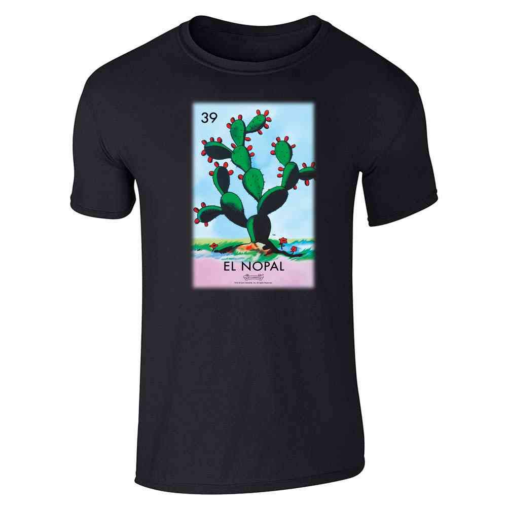Pop Threads El Nopal Cactus Loteria Card Mexican Graphic T-Shirt for Men - Vintage Latino Style Cotton Tee - Perfect for Cinco de Mayo, Hispanic Heritage Month & Casual Wear