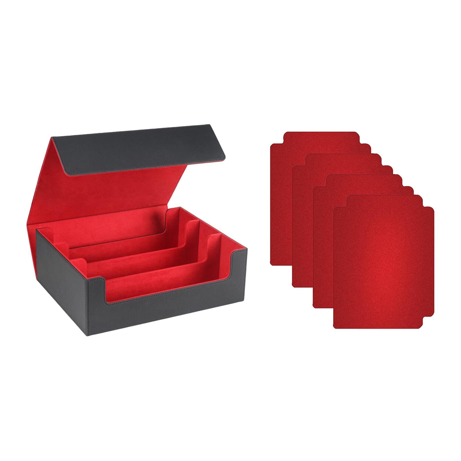 Harayaa 2-Piece Trading Card Deck Box Set - Premium Game Card Storage Organizer with 8 Dividers for Sports, Pokemon & MTG Cards (Green & Red) - Perfect for Collectors, Tournaments & Card Game Storage