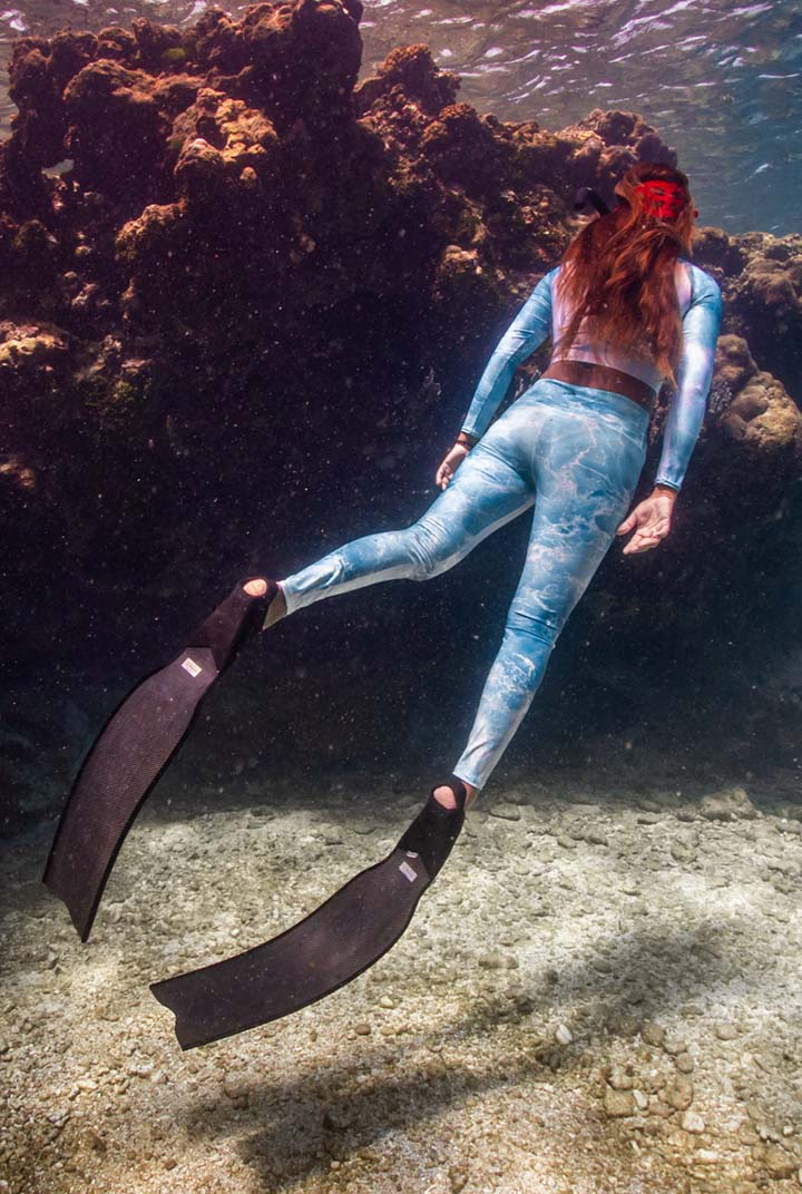PADI Tranquil Waters Swim Leggings - High Waist Yoga Leggings for Women, Quick Dry Swimwear with UPF 50+ Sun Protection - Perfect for Swimming, Surfing, Beach Yoga & Water Sports
