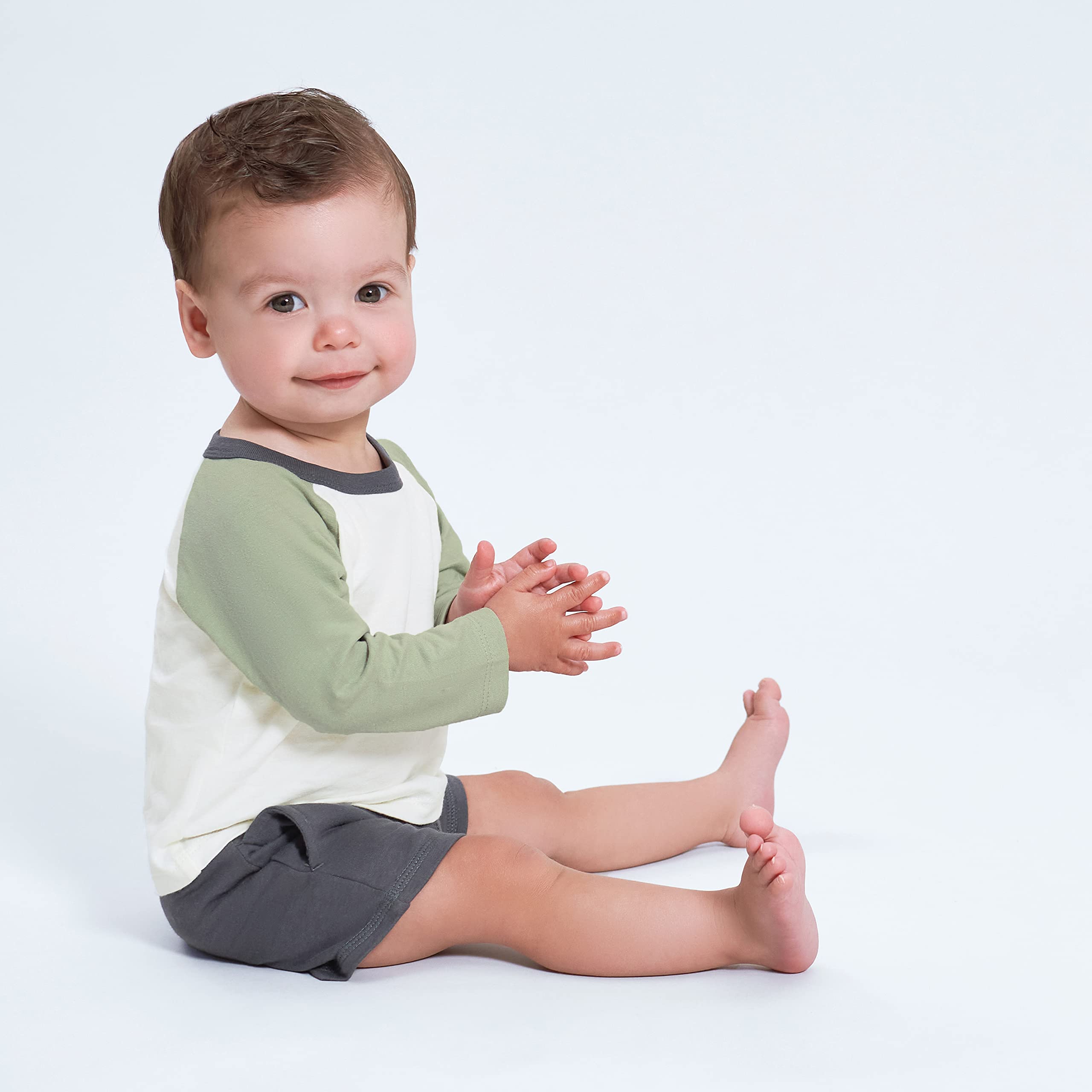 Gerber Baby Boys' 3-Pack Long Sleeve Baseball Tees - Soft Cotton Blend, Green & Gray, 0-3 Months - Perfect for Playtime, Outings & Photo Shoots