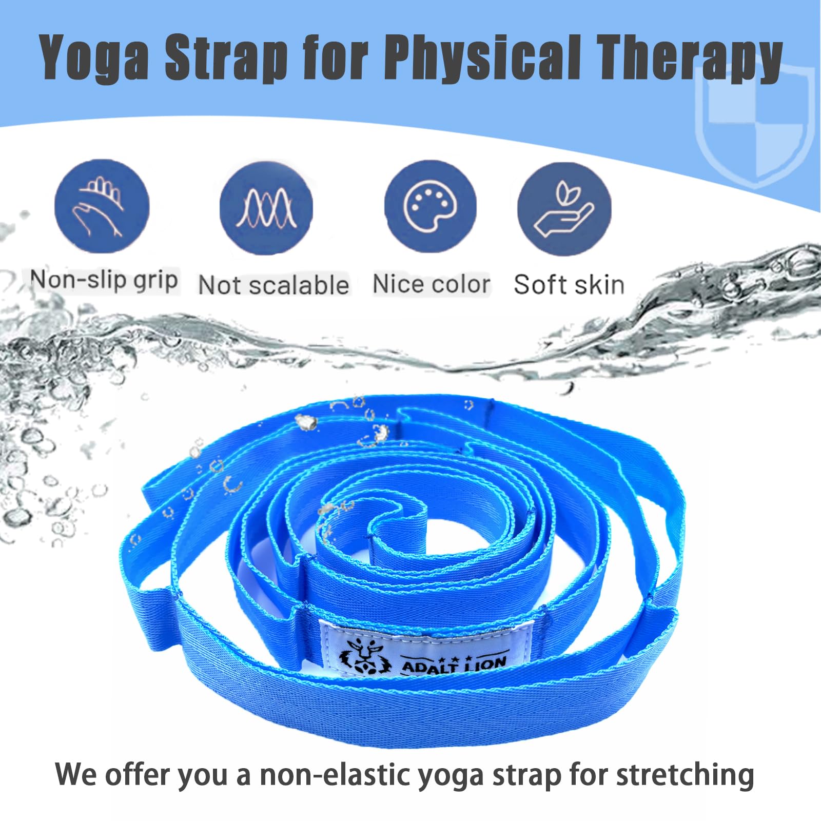 Premium Non-Elastic Yoga Stretching Strap with 10 Loops - Ideal for Physical Therapy, Home Workout, Pilates & Gymnastics - Includes Exercise Guide for Men & Women - Perfect for Flexibility Training, Rehabilitation & Fitness Routines