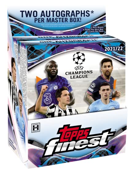 Topps 2021/22 Finest UEFA Champions League Soccer Trading Card Box - 12 Packs per Box | Collectible Soccer Cards for Fans & Investors, Perfect for Gifts, Display & Trading