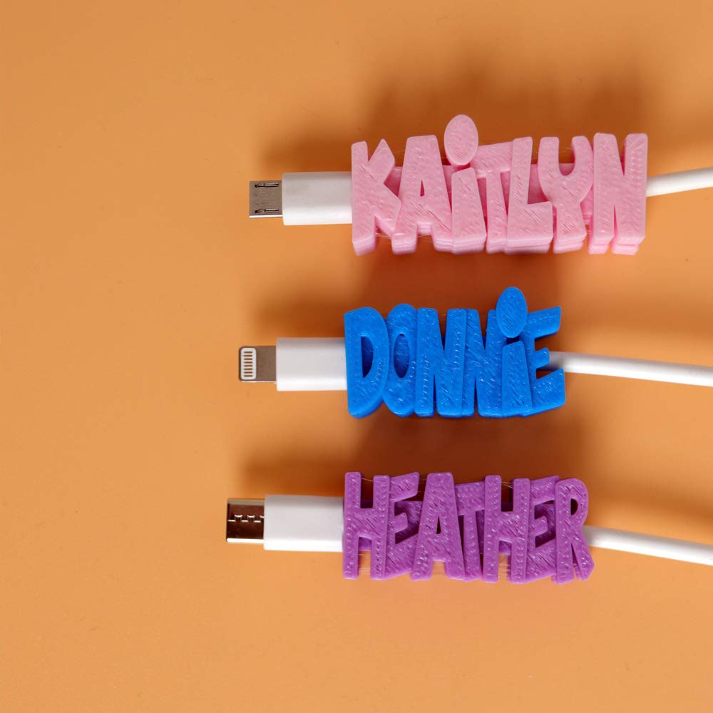 Personalized USB Cable Clip Label - Custom Name Cable Organizer for iPhone & Android Chargers - Eternal Preserved Real Rose Gift Box - Perfect for Valentine's Day, Anniversary & Romantic Gifts for Couples