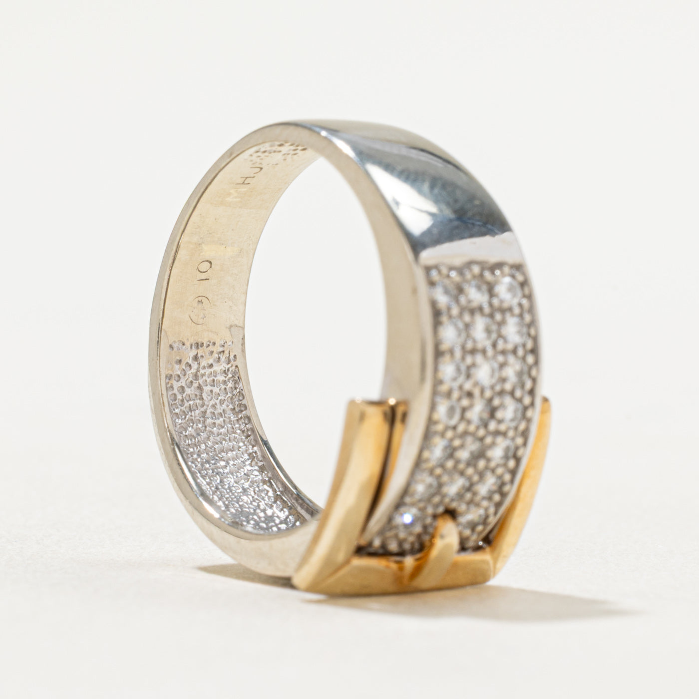 Pavé Set Diamond Buckle Ring - 0.31ctw, Size 7.75 - Elegant Wedding Band, Anniversary Gift for Her, Perfect for Special Occasions & Everyday Wear