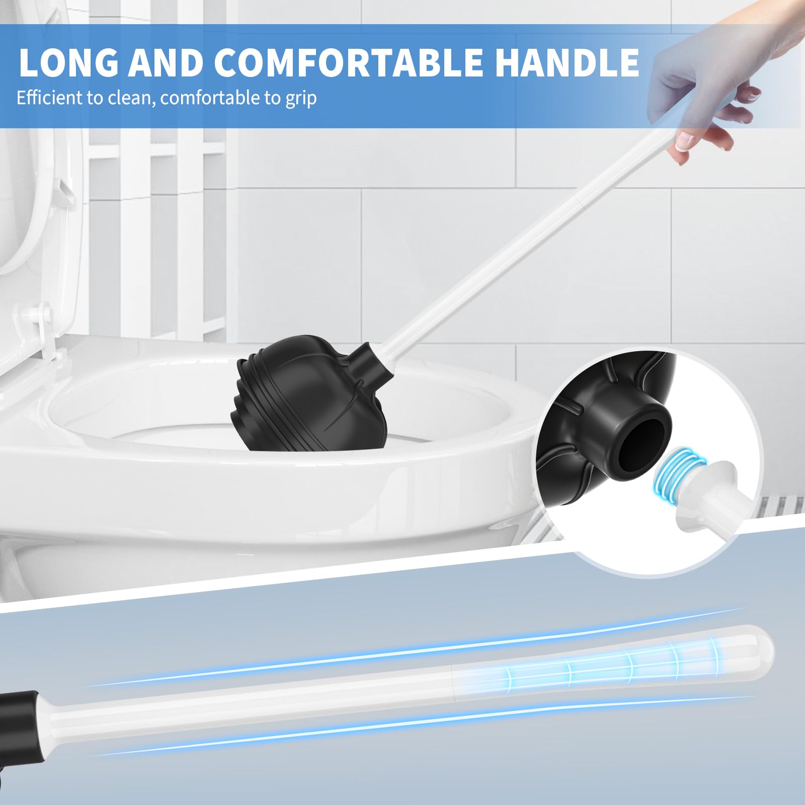 Uptronic 2-in-1 Toilet Plunger and Brush Set with Holder - Heavy Duty Bathroom Cleaning Combo with Modern Caddy Stand (White, 2 Pack) - Perfect for Toilet Cleaning, Bathroom Maintenance & Home Hygiene