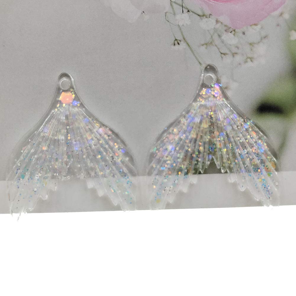 20 PCS Resin Glitter Mermaid Tail Charms - White Fishtail Pendants for DIY Jewelry Making, Crafts, Necklaces & Bracelets - Perfect for Sea-Themed Accessories and Party Decorations