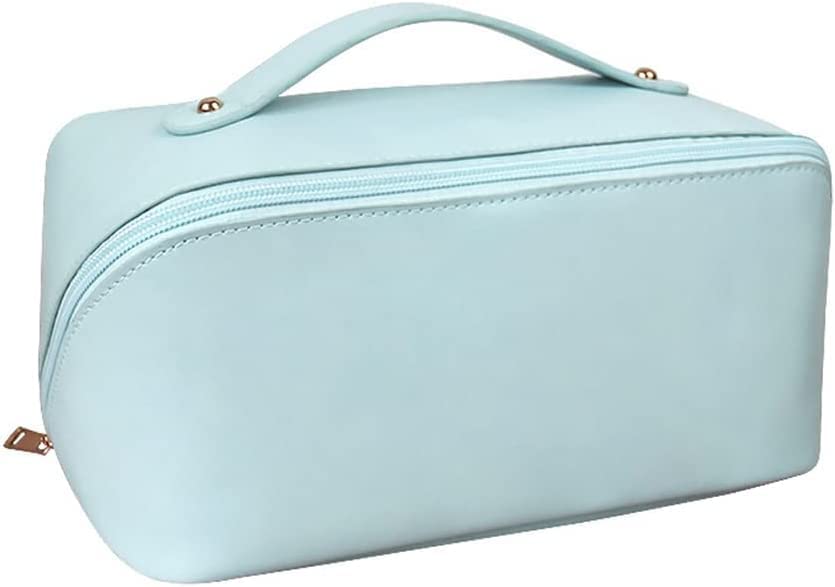 Peachloft Large Waterproof PU Leather Cosmetic Bag - Double Layer Travel Makeup Organizer with Hanging Hook for Women | Perfect for Travel, Gym, and Daily Use