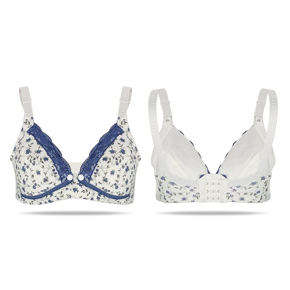 Comfortable Cotton Nursing Bra for Breastfeeding Moms - Soft Maternity Sleep Bra with Lace Trim & Easy Open Front Clasp - Perfect for Pregnancy, Postpartum & Nighttime Nursing
