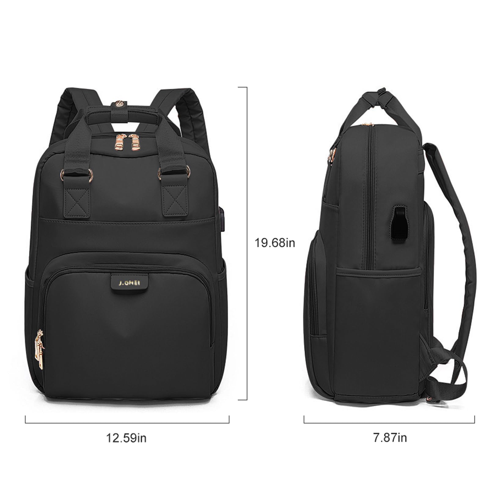 Large USB Charging Backpack for Women & Men - Waterproof Laptop Bag with High Capacity for Travel, Work & College - Durable Business Backpack for Commuting, Office & School Use - Black