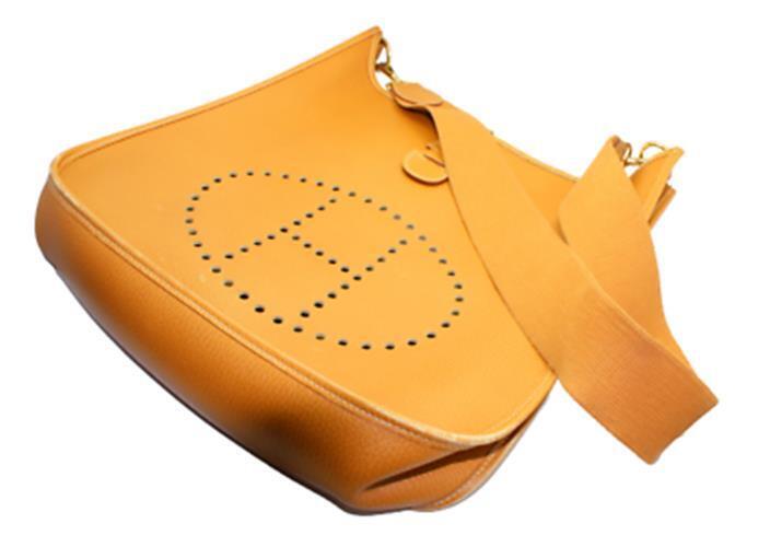 Authentic Hermes Evelyne GM Handbag - Natural Tan Clemence Leather Crossbody Purse for Women | Luxury Everyday Bag for Work, Travel & Shopping