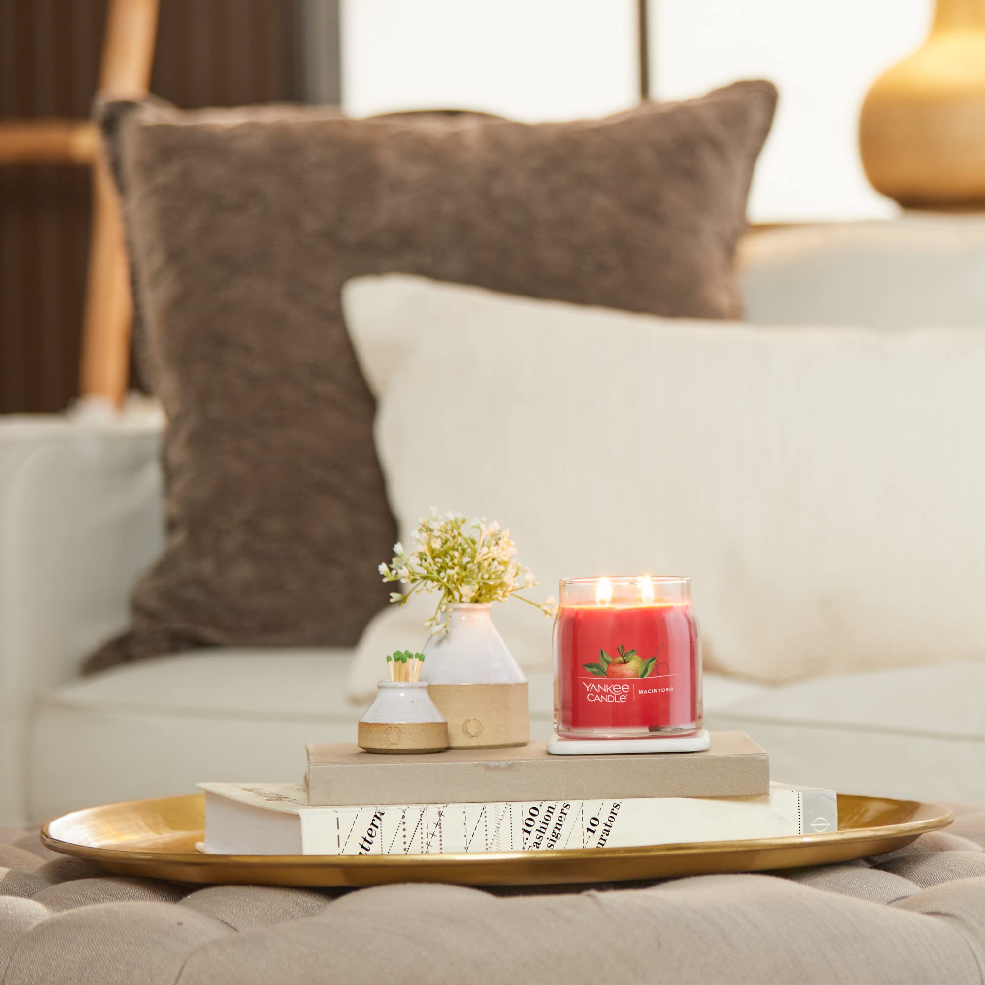 Yankee Candle Macintosh Scented Candle - Signature 13oz Medium Jar with 2 Wicks, 35+ Hours Burn Time - Perfect for Home Decor, Relaxation & Gift Giving