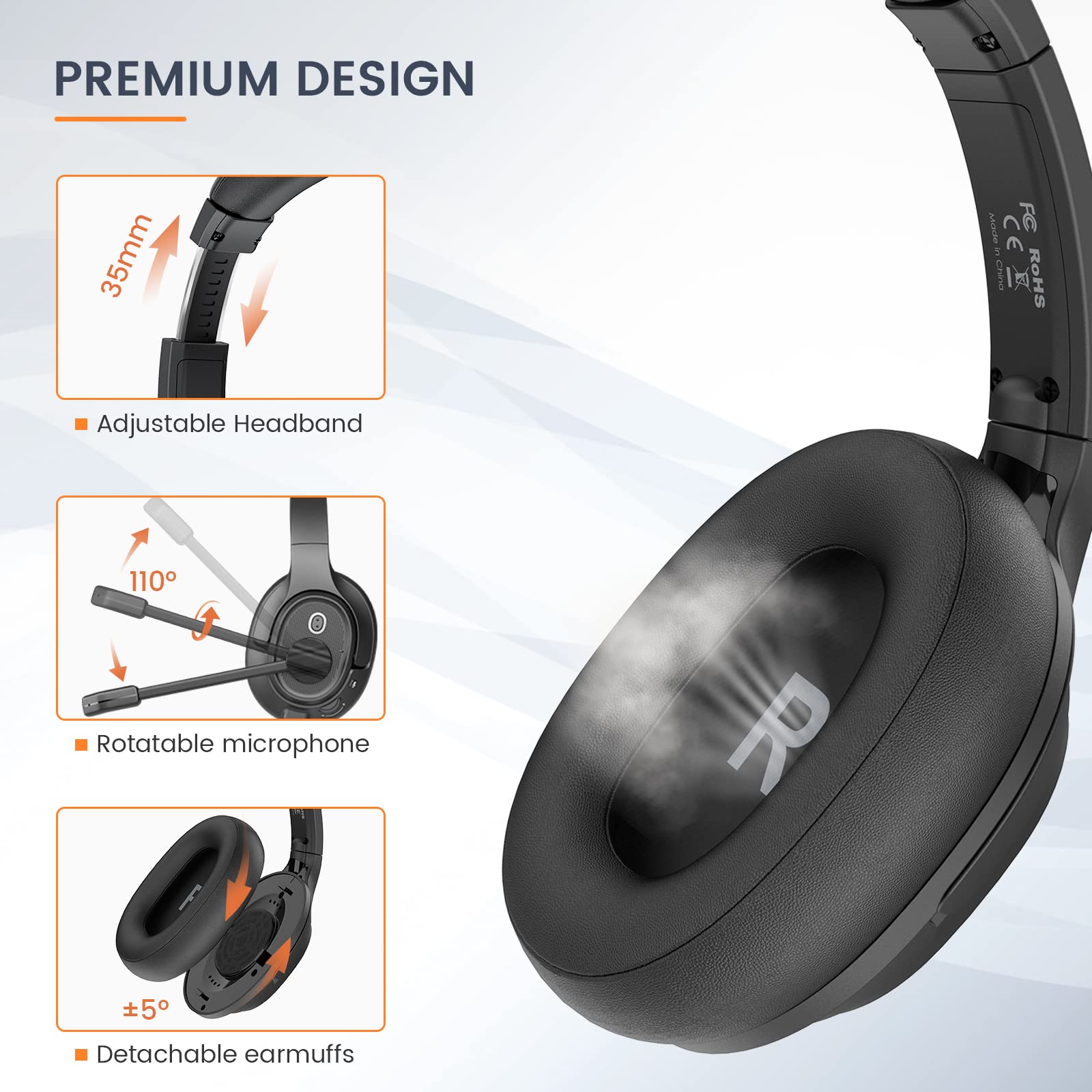 EKSA H2 USB Gaming Headset with Noise Cancelling Microphone - Over-Ear PC Headphones for Laptop, Computer, Call Center - Mute Button & Volume Control - Perfect for Zoom Meetings, Teams Calls, Home Office & Online Classes
