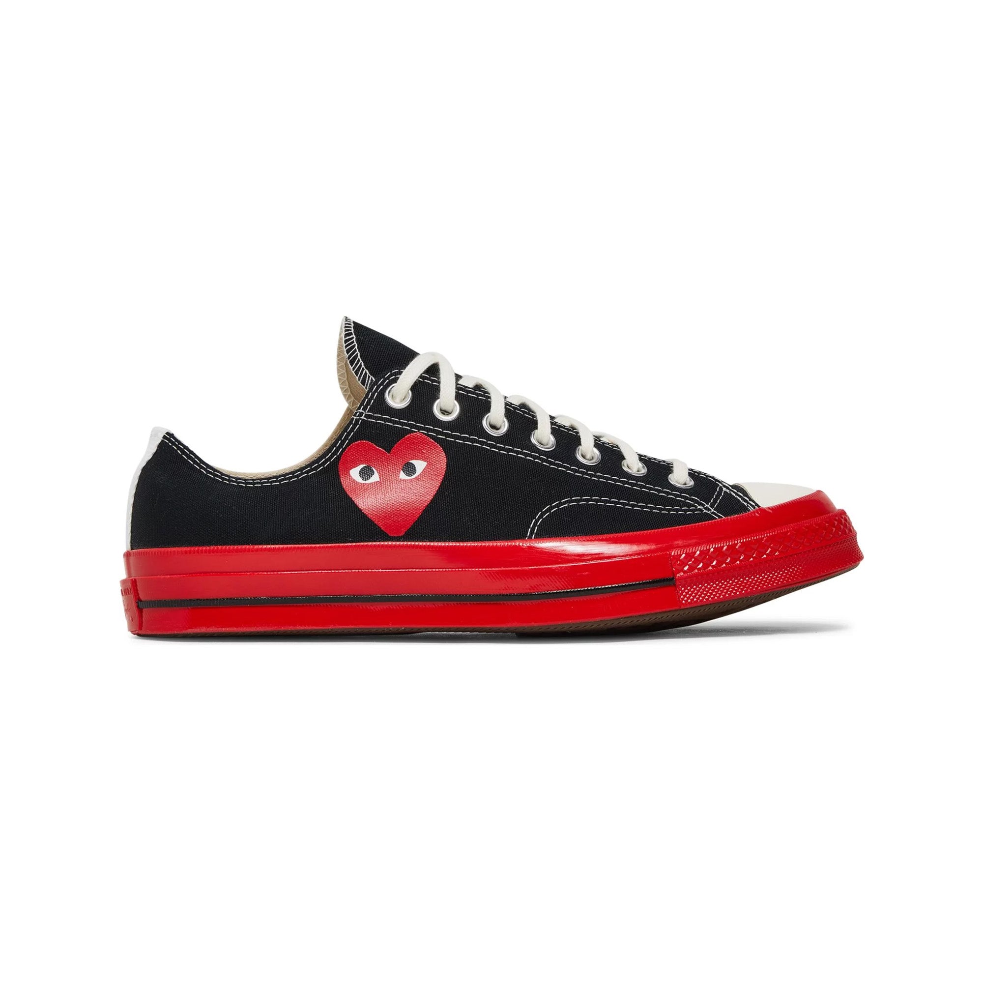 Converse Chuck Taylor All Star 70 Ox Comme des Garcons PLAY Sneakers - Black & Red Midsole (2022) | Vintage High-Top Canvas Shoes for Men & Women | Perfect for Streetwear, Casual Outfits and Fashion Statements
