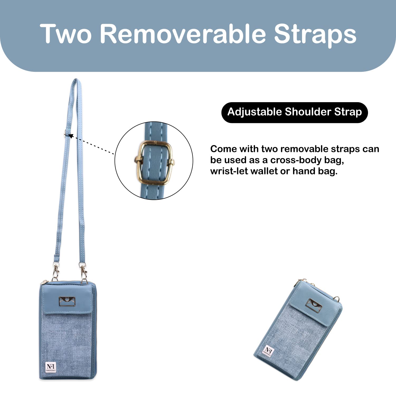 NFI Essentials Women's Crossbody Phone Pouch - Slim Wallet & Cell Phone Holder with Wrist Strap | Perfect for Travel, Shopping, and Everyday Use
