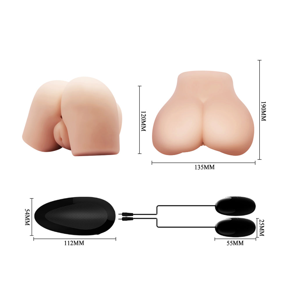 Crazy Bull Realistic Vibrating Vagina & Anal Masturbator for Men - Ultra Soft Skin-Like Texture - Waterproof & Rechargeable Adult Toy for Solo Play & Couples Fun
