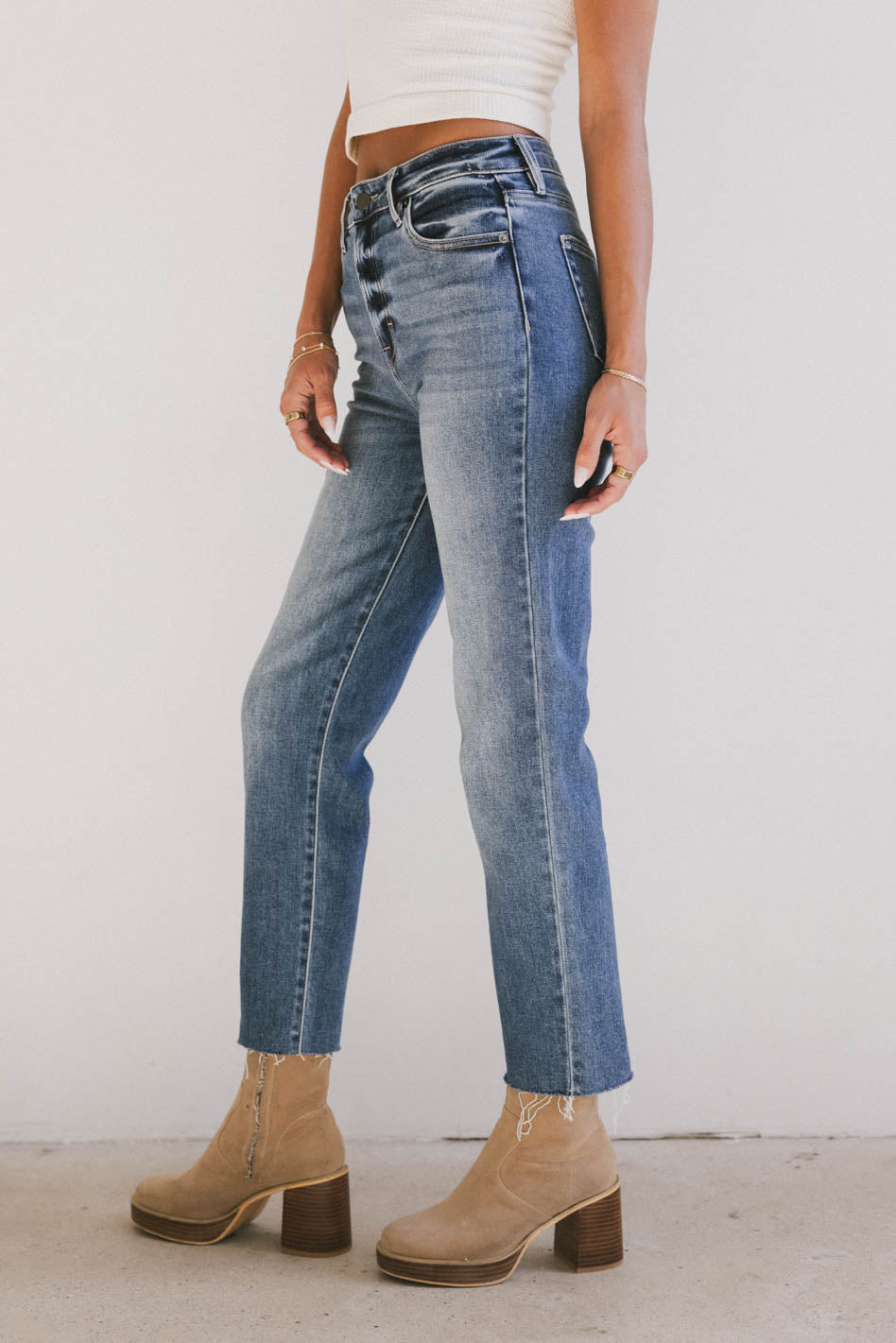 Amelia Straight Leg Jeans for Women - Medium Wash Denim Pants | Comfortable & Stylish Everyday Wear for Casual Outings and Office