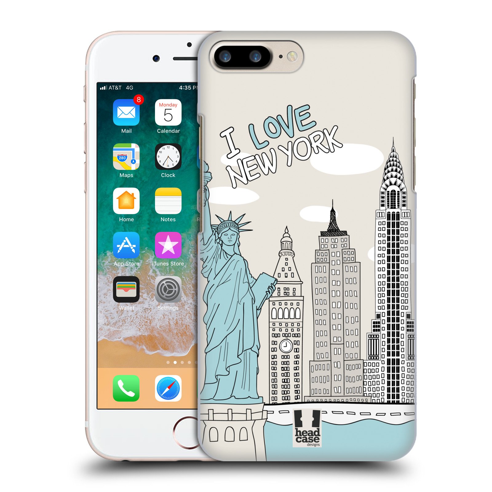Head Case Designs New York Tour Doodle Cities Hard Back Case for iPhone 7 Plus/8 Plus - Stylish Protective Cover for Travel & Daily Use